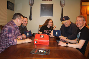 Trouble Blind around table playing Scattergories